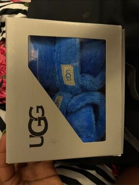 UGG Bright Blue Plush Shearling Slippers
